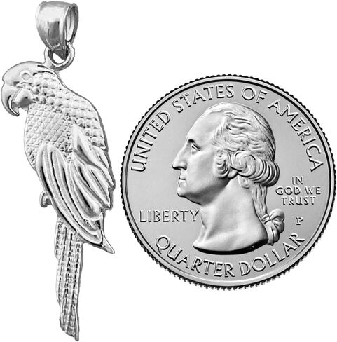 Rhodium Plated 925 Sterling Silver Parrot Pendant in Saudi Arabia
