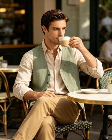 Bakerbear Men‘s Linen Vest for Mens Summer Casual Regular Fit Vests Business Wedding Outfit Classic Lightweight Daily Wear in Saudi Arabia