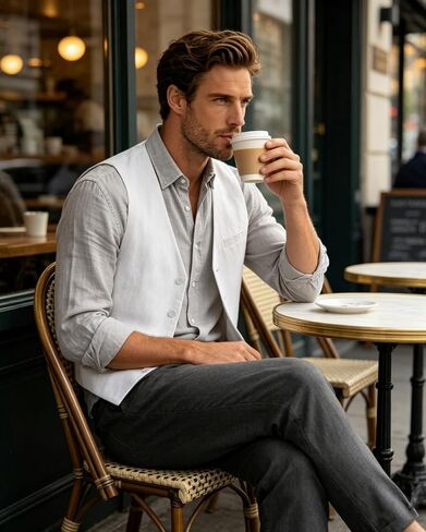 Bakerbear Men‘s Linen Vest for Mens Summer Casual Regular Fit Vests Business Wedding Outfit Classic Lightweight Daily Wear in Saudi Arabia