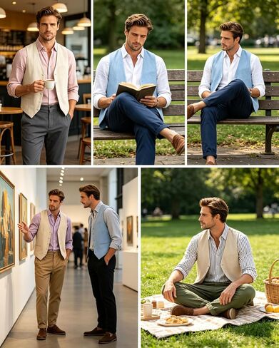 Bakerbear Men‘s Linen Vest for Mens Summer Casual Regular Fit Vests Business Wedding Outfit Classic Lightweight Daily Wear in Saudi Arabia