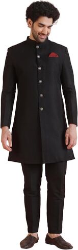 KISAH Mens Sherwani Set – Textured Silk Blend Traditional Outfit for Men - Festive & Wedding Ethnic Wear in Kuwait