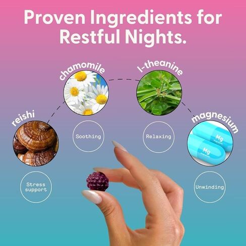 SuperMush Daily Sleep Gummies for Adults - Functional Mushroom Gummies with Magnesium, L-Theanine, Chaga, Reishi, Chamomile - Melatonin Free Sleep Aid for Deep Sleep - Vegan & Sugar-Free (10 Count) in Saudi Arabia