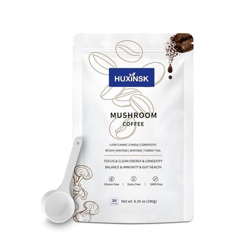 Mushroom Coffee, Organic Instant Coffee with Lion’s Mane, Reishi, Cordyceps, Collagen, β-Glucan (Prebiotic) for Focus, Energy, Immune and Gut Health Support, 30 Servings in Saudi Arabia