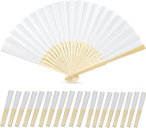 20 Pcs White Paper Fans Handheld,Bamboo Foldable Hand Fan for Women,DIY Blank Painting Fan for Wedding Party Home Decoration in Saudi Arabia