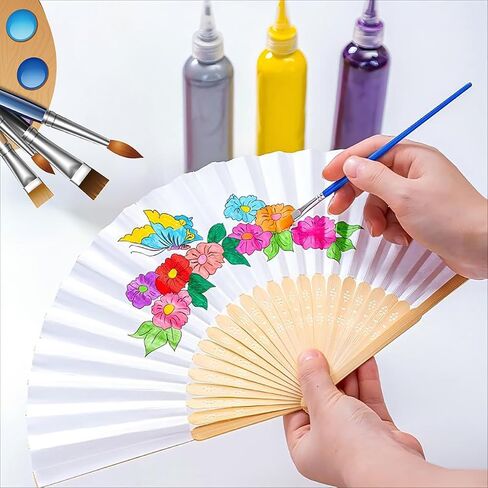 20 Pcs White Paper Fans Handheld,Bamboo Foldable Hand Fan for Women,DIY Blank Painting Fan for Wedding Party Home Decoration in Saudi Arabia