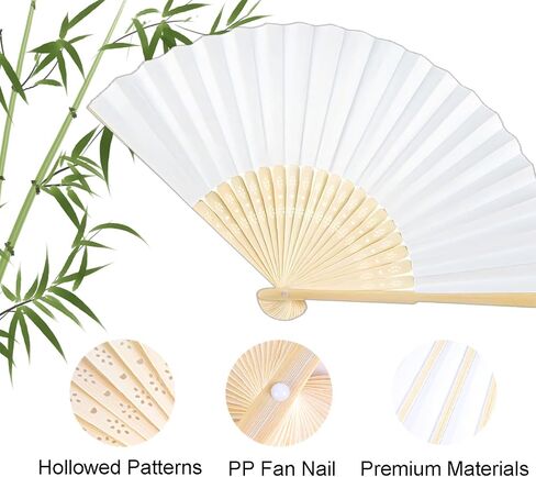 20 Pcs White Paper Fans Handheld,Bamboo Foldable Hand Fan for Women,DIY Blank Painting Fan for Wedding Party Home Decoration in Saudi Arabia