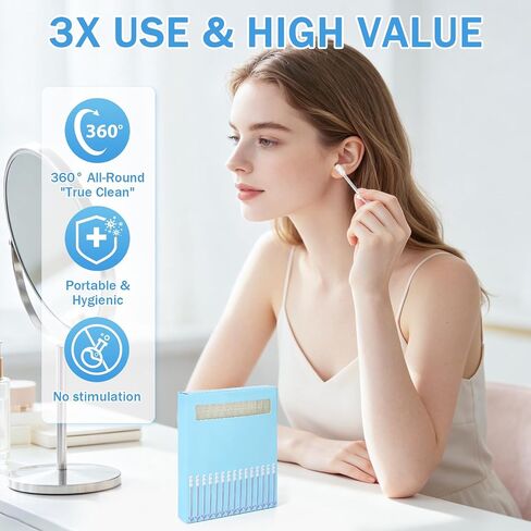 48 Pcs Earwax Removal Adhesive Swabs, Ear Wax Removal Tool & Ear Cleaning Tool Kit, Adhesive Ear Cleaning Sticks with Soft Flexible Tip, Gentle Ear Cleaner Tool for All Ages in Saudi Arabia