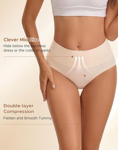 INNERSY Shapewear for Women Mid Waisted Compression Panties Tummy Control Briefs 3 Pack in Kuwait