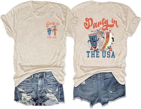 4th of July Shirts for Women America Flag Shirts Patriot 1776 Memorial Day Tops Front Back Printing BBQ Tee in Saudi Arabia