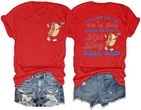 4th of July Shirts for Women America Flag Shirts Patriot 1776 Memorial Day Tops Front Back Printing BBQ Tee in Saudi Arabia