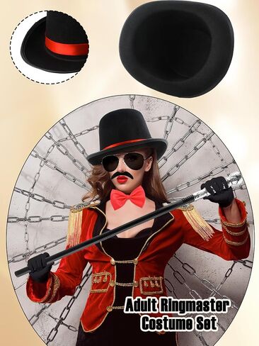 8 Pcs Adult Ringmaster Costume Accessories Ring Master Dress up Circus Master Hat for Women Men Halloween Cosplay in Kuwait