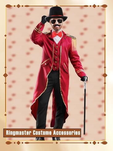 8 Pcs Adult Ringmaster Costume Accessories Ring Master Dress up Circus Master Hat for Women Men Halloween Cosplay in Kuwait