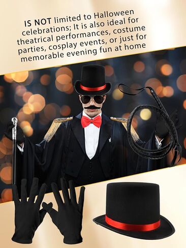 8 Pcs Adult Ringmaster Costume Accessories Ring Master Dress up Circus Master Hat for Women Men Halloween Cosplay in Kuwait