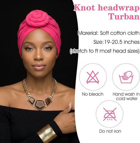 6pcs Knotted Headwraps for Women Head Wraps for Women African Turbans Pre-Knotted Beanie Headwraps Hair Covers Hair Wraps Cover in Saudi Arabia