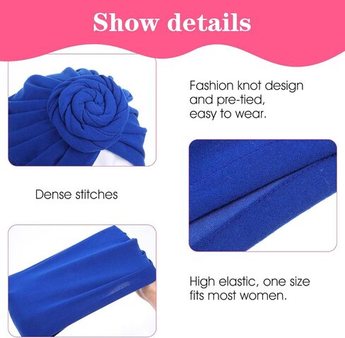 6pcs Knotted Headwraps for Women Head Wraps for Women African Turbans Pre-Knotted Beanie Headwraps Hair Covers Hair Wraps Cover in Saudi Arabia