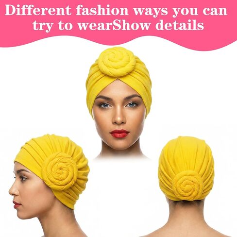 6pcs Knotted Headwraps for Women Head Wraps for Women African Turbans Pre-Knotted Beanie Headwraps Hair Covers Hair Wraps Cover in Saudi Arabia