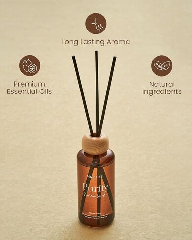 M&SENSE Reed Diffuser Set, Sandalwood Vanilla Scented 6.3 fl oz Natural Essential Oil Diffusers with Sticks, Non-Toxic Organic Air Freshener, Long-Lasting Fragrance Oils for Bedroom Gifts for Women in Saudi Arabia