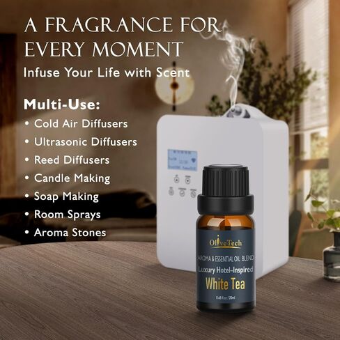 Hotel Diffuser Oil 20ml – Inspired by The White Tea Hotel Scent, OliveTech Aromatherapy Fragrance Oil for Cold Air & Ultrasonic Diffusers, Glass Bottle (0.68 fl oz) in Saudi Arabia