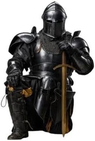 Medieval Knight Black Steel Armor Set for Adult Handmade Black Finish Helmet, Cuirass, Shoulder Plates, Tassets, Greaves & Arm Guards in Saudi Arabia