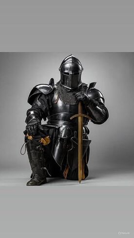 Medieval Knight Black Steel Armor Set for Adult Handmade Black Finish Helmet, Cuirass, Shoulder Plates, Tassets, Greaves & Arm Guards in Saudi Arabia