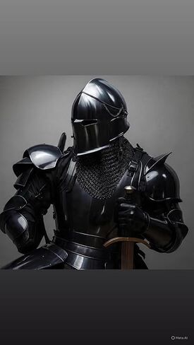 Medieval Knight Black Steel Armor Set for Adult Handmade Black Finish Helmet, Cuirass, Shoulder Plates, Tassets, Greaves & Arm Guards in Saudi Arabia