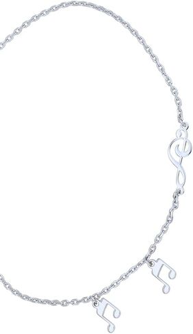 Vanbelle Sterling Silver Jewelry - Rhodium Plated with 925 Stamp - Music Notes Charm Anklets for Women - 9 Inch long + 1 Inch Extender in Kuwait