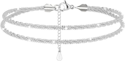 Silver Anklets for women,Layered Anklets Bracelets Adjustable Summer Beach Jewelry in Kuwait