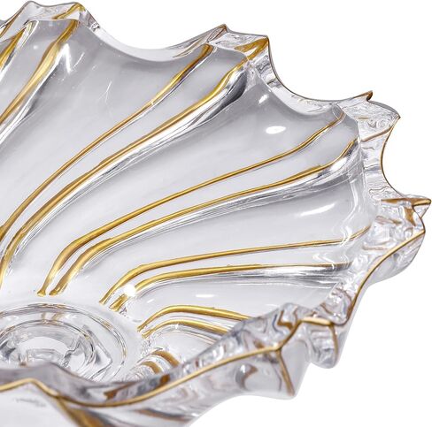 MAGCOLOR Large Hand Painted Gold Whirlwind shaped Crystal Glass Decorative Bowl-12.6 inch Diameter, Footed Glass Bowl for Kitchen Countertop & Dining Table Centerpiece. in Saudi Arabia