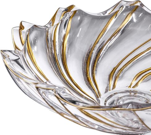 MAGCOLOR Large Hand Painted Gold Whirlwind shaped Crystal Glass Decorative Bowl-12.6 inch Diameter, Footed Glass Bowl for Kitchen Countertop & Dining Table Centerpiece. in Saudi Arabia