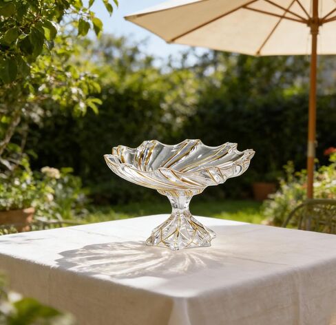 MAGCOLOR Large Hand Painted Gold Whirlwind shaped Crystal Glass Decorative Bowl-12.6 inch Diameter, Footed Glass Bowl for Kitchen Countertop & Dining Table Centerpiece. in Saudi Arabia
