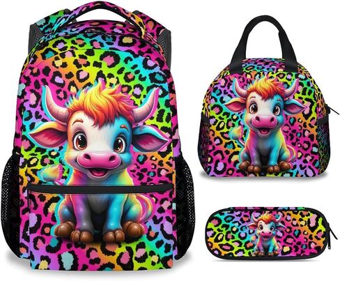 Girls Backpack with Lunch Box, 3PCS Cheetah School Backpacks Matching Combo for Kindergarten, Cute Leopard Print Bookbag and Pencil Pouch Bundle in Saudi Arabia