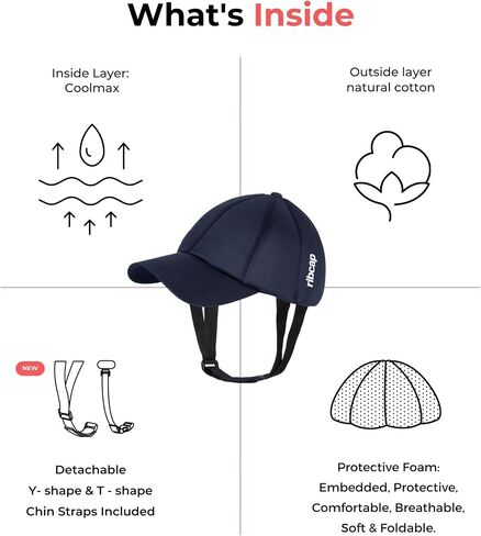 Ribcap Baseball Cap Medical Grade Protective Helmet | Navy Blue | Soft Helmet for Epilepsy | Protective Hat for Seizures in Saudi Arabia