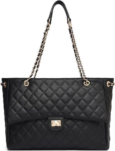 Eslcorri Quilted Satchel Tote Bag for Women, Designer Shoulder Handbag Leather Crossbody Purse for Work, Travel, Dating in Saudi Arabia