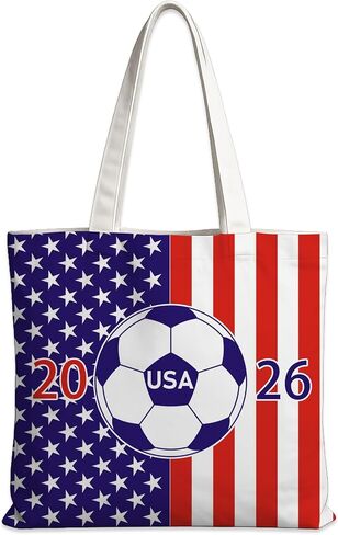 World Cup USA Flag Soccer Bags 2026 Canvas Beach Tote with Handles Soccer Stripes and Stars American Flag Purse for Women World Cup Merchandise Soccer Match Day Patriotic Accessories in Saudi Arabia