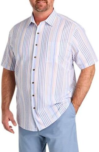 Oak Hill by DXL Men's Big and Tall Seersucker Multi Stripe Sport Shirt, Multi in Saudi Arabia