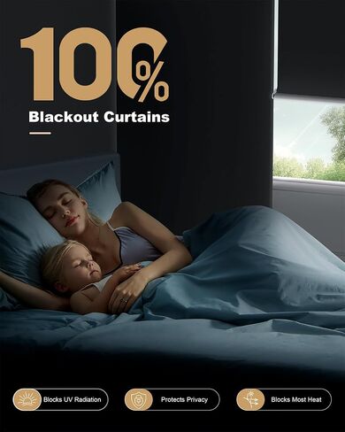 100% Blackout Roller Shades, Cordless No Tools No Drill Blinds for Indoor Windows, Thermal Insulation UV Protection, Easy Install Blackout Curtains with Rod & Buckles(28" W*72" H) in Saudi Arabia