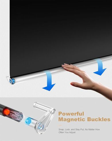 100% Blackout Roller Shades, Cordless No Tools No Drill Blinds for Indoor Windows, Thermal Insulation UV Protection, Easy Install Blackout Curtains with Rod & Buckles(28" W*72" H) in Saudi Arabia