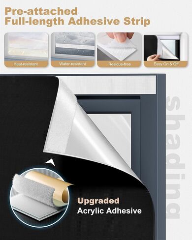 100% Blackout Roller Shades, Cordless No Tools No Drill Blinds for Indoor Windows, Thermal Insulation UV Protection, Easy Install Blackout Curtains with Rod & Buckles(28" W*72" H) in Saudi Arabia