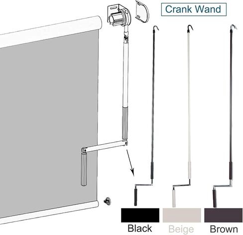 Universal replacment Part,Metal Installation Crank Wand for Sun Shades or Roller Blinds Lihopefe (Black) 1 in Saudi Arabia