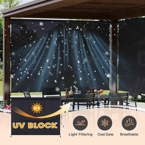 VICLLAX Outdoor Roller Shade (9' W×8' L), Patio Cordless Roller Blinds, Exterior Roll Up Shade with Spliced Design for Patio Porch Gazebo, Graphite in Saudi Arabia
