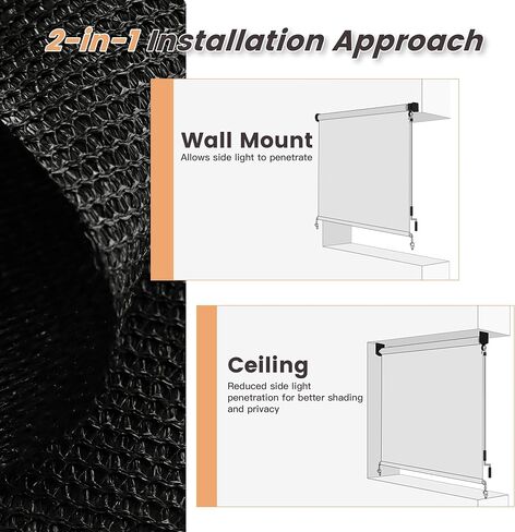 VICLLAX Outdoor Roller Shade (9' W×8' L), Patio Cordless Roller Blinds, Exterior Roll Up Shade with Spliced Design for Patio Porch Gazebo, Graphite in Saudi Arabia