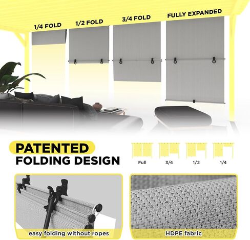Outdoor Roller Shade 5'W x 6'H Cordless Shades Roll Up, Folding Exterior Patio Blinds, Blackout Sunshades Curtains for Outside Porch Screens, Apartment Balcony, Pergola (Brown) in Saudi Arabia