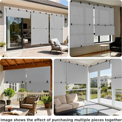 Outdoor Roller Shade 5'W x 6'H Cordless Shades Roll Up, Folding Exterior Patio Blinds, Blackout Sunshades Curtains for Outside Porch Screens, Apartment Balcony, Pergola (Brown) in Saudi Arabia