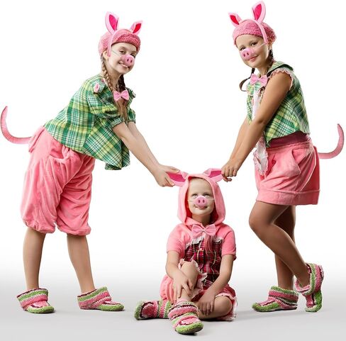 Pig Costume Accessories Set Ears-Headband-Nose-Tail-Bow-Tie-Tutu Skirt : Pig Costume Set for Kids Adult Women- for Party in Saudi Arabia