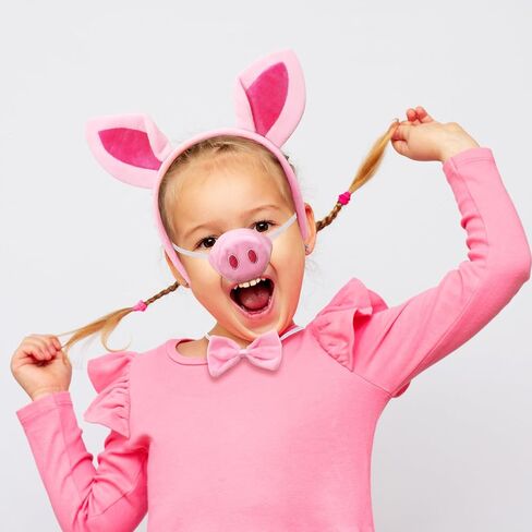 Pig Costume Accessories Set Ears-Headband-Nose-Tail-Bow-Tie-Tutu Skirt : Pig Costume Set for Kids Adult Women- for Party in Saudi Arabia