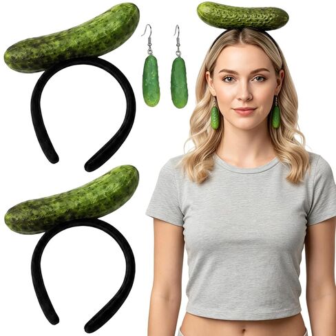 Pickle Costume, Halloween Costumes, 3 PCS Halloween Headband with Pickle Headband and Pickle Earrings, Carnival Costumes Women for Attending Halloweens and Parties Use by Those Aged 15 and Above in Saudi Arabia