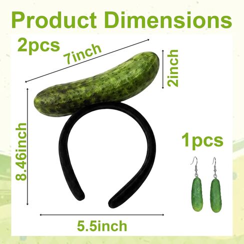 Pickle Costume, Halloween Costumes, 3 PCS Halloween Headband with Pickle Headband and Pickle Earrings, Carnival Costumes Women for Attending Halloweens and Parties Use by Those Aged 15 and Above in Saudi Arabia