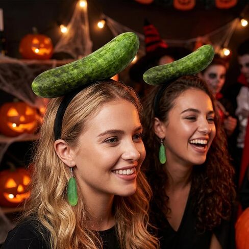 Pickle Costume, Halloween Costumes, 3 PCS Halloween Headband with Pickle Headband and Pickle Earrings, Carnival Costumes Women for Attending Halloweens and Parties Use by Those Aged 15 and Above in Saudi Arabia