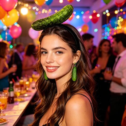 Pickle Costume, Halloween Costumes, 3 PCS Halloween Headband with Pickle Headband and Pickle Earrings, Carnival Costumes Women for Attending Halloweens and Parties Use by Those Aged 15 and Above in Saudi Arabia