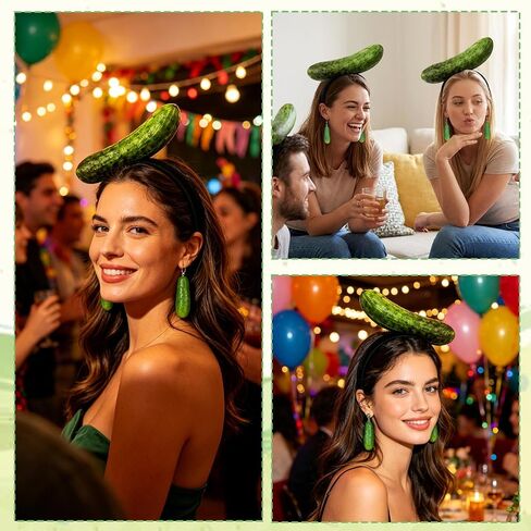Pickle Costume, Halloween Costumes, 3 PCS Halloween Headband with Pickle Headband and Pickle Earrings, Carnival Costumes Women for Attending Halloweens and Parties Use by Those Aged 15 and Above in Saudi Arabia